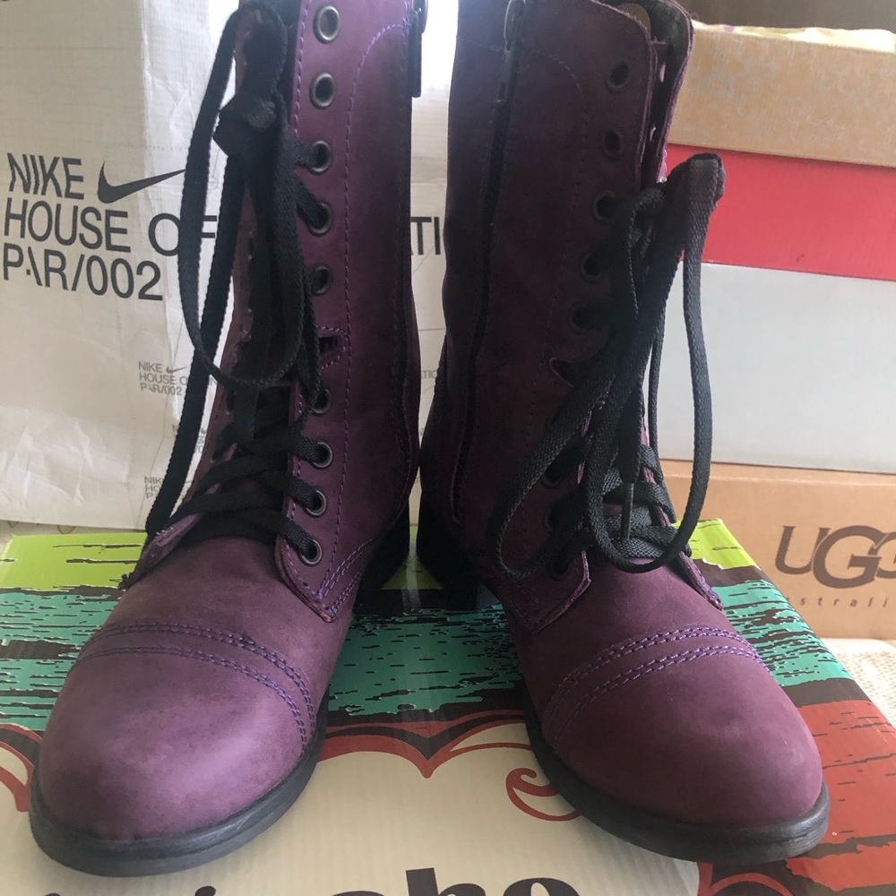 Ziggisoho Leather Combat Boot 6.5 Guerilla Purple